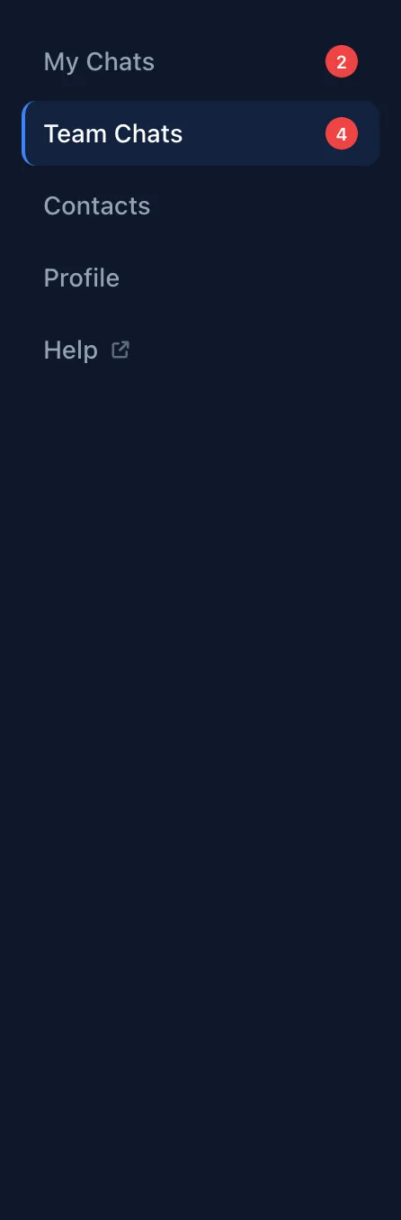 The sidebar, with a red count next to My Chats and Team Chats